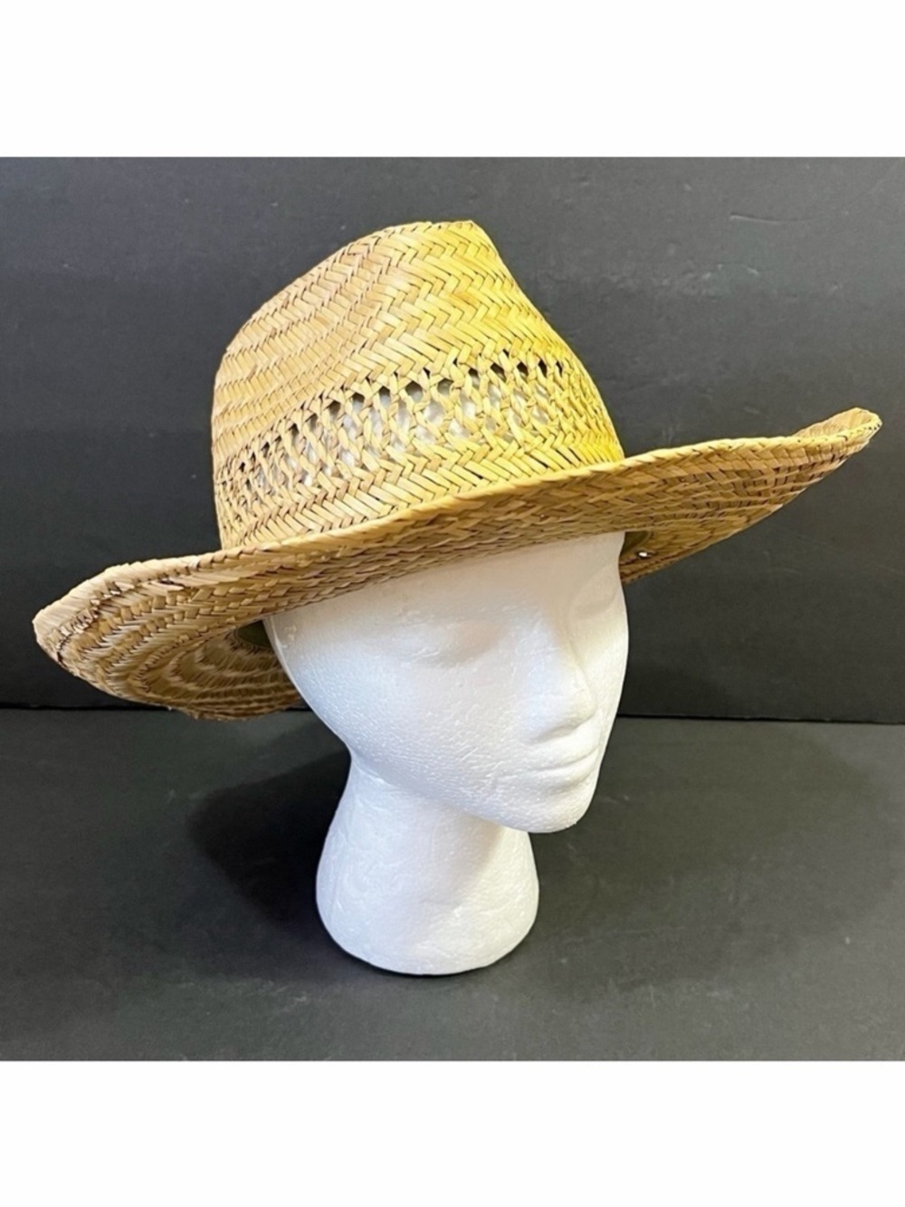 Broner Mens Straw Cowboy Hat Size Natural Ventilated Brown Banded One Size Rodeo